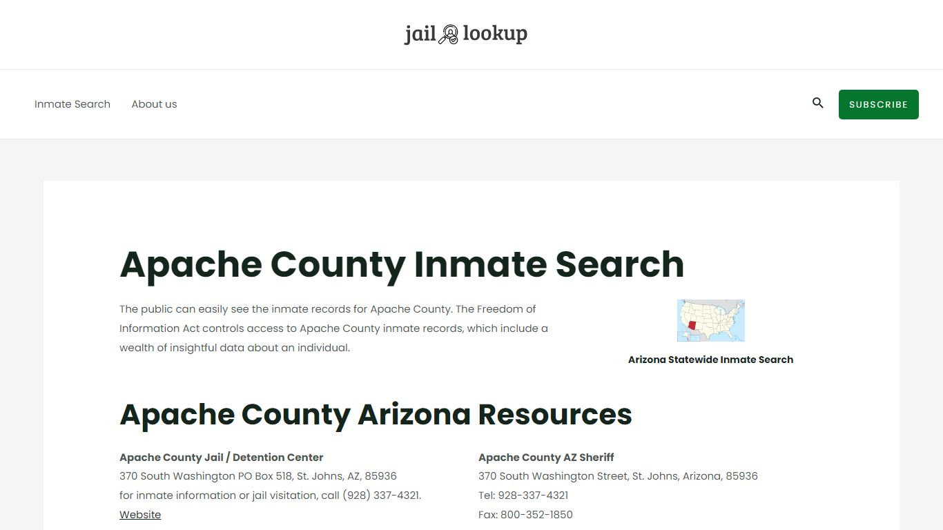 Apache County Inmate Search - Jail Lookup