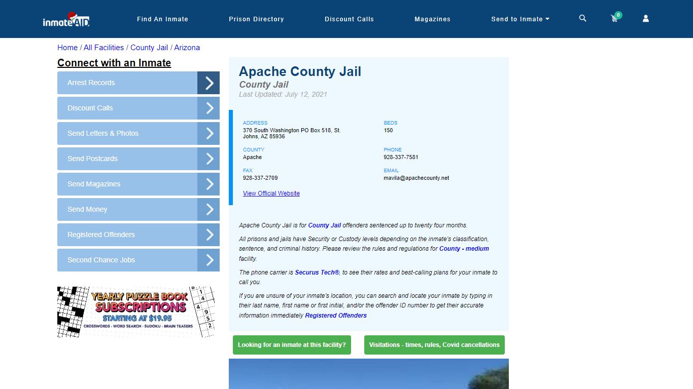 Apache County Jail - Inmate Locator - St. Johns, AZ